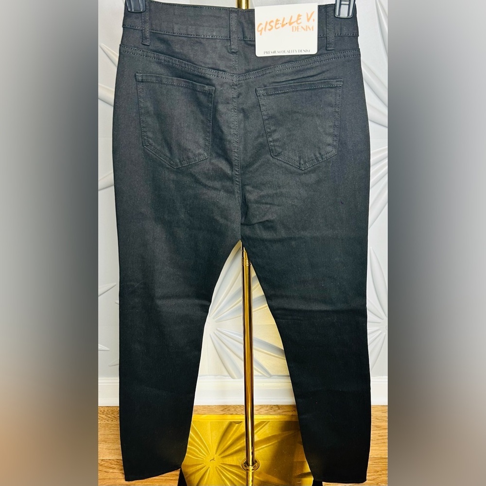 Giselle V NWT SZ 11 black high rise skinny 5 pocket jeans Waist 28-30 inseam 29” - Picture 3 of 4